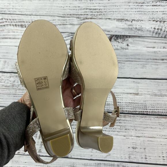 Dream Pairs Heels Pumps Shoes sz 7.5 Gold Sparkles Wedding Cocktail Evening - Picture 10 of 11